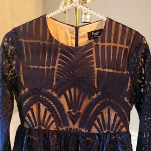 Girls navy Bardot dress NWT stunning